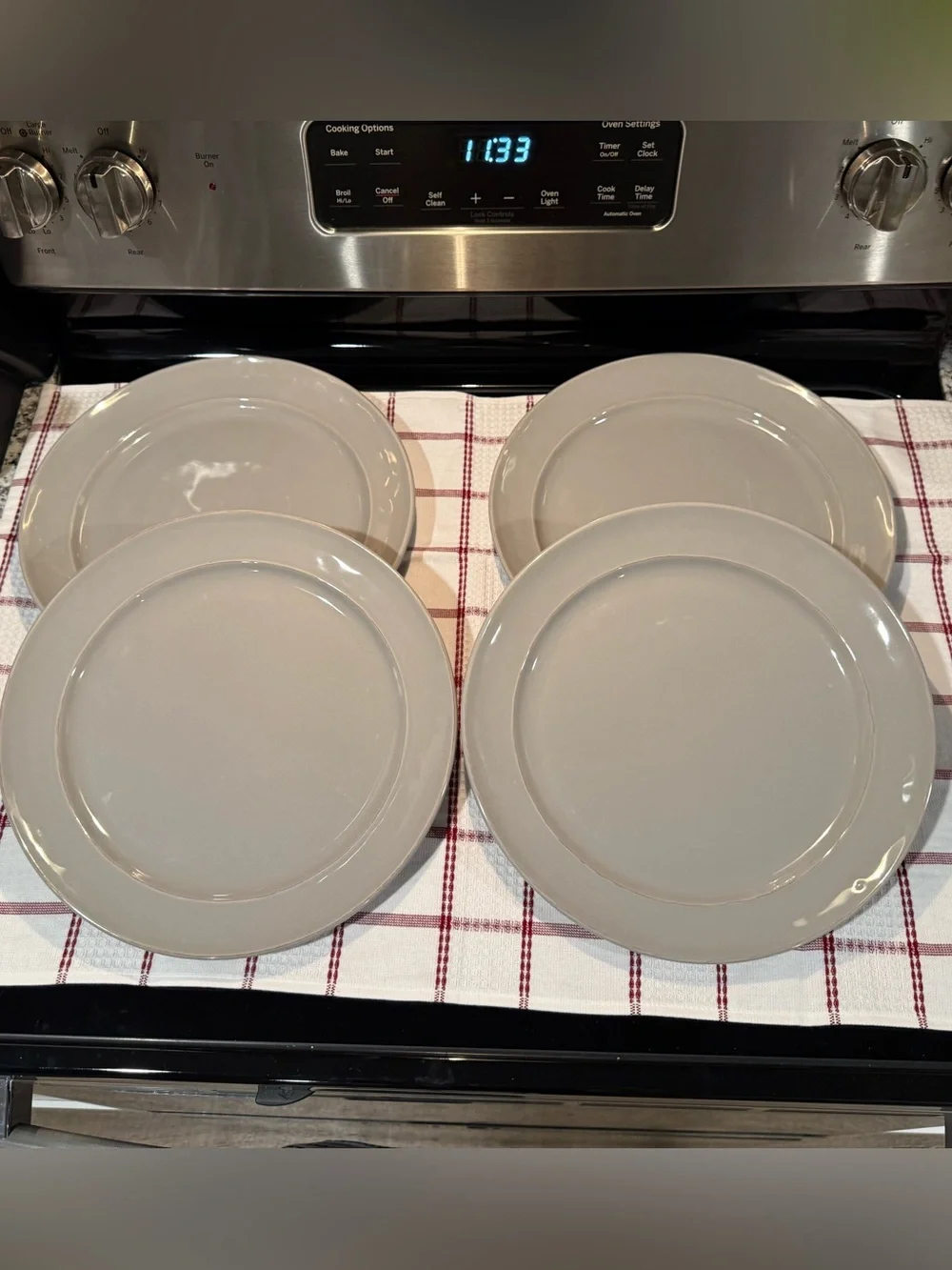 LG Pottery Barn Handcrafted Stoneware Cambria Dinner Plates, Gray, S/4